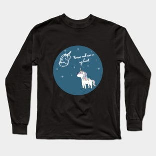 Unicorn raised to heaven, forever in my heart Long Sleeve T-Shirt